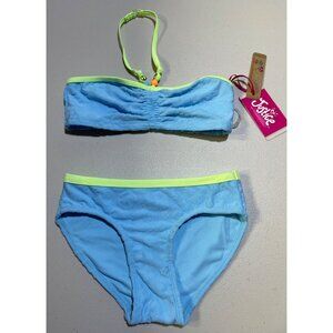 Justice Girls S (7/8) Beaded Terry Halter Bikini Blue UPF 50+